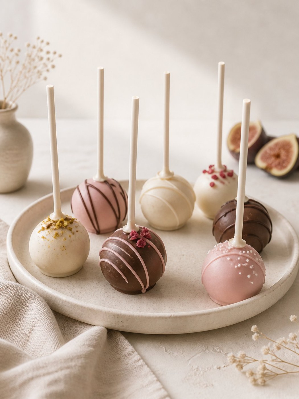 Cake Pops Clo — selecção em tons creme, rosa e chocolate
